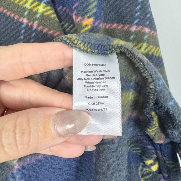 TALBOTS | Fleece Plaid Funnel Neck Sweater Top Green Blue Pink Women’s Size MP - Picture 8 of 10